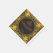 Romantic gold calligraphy vintage floral wedding  serviette (Ecke)