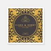 Romantic gold calligraphy vintage floral wedding serviette (Vorderseite)