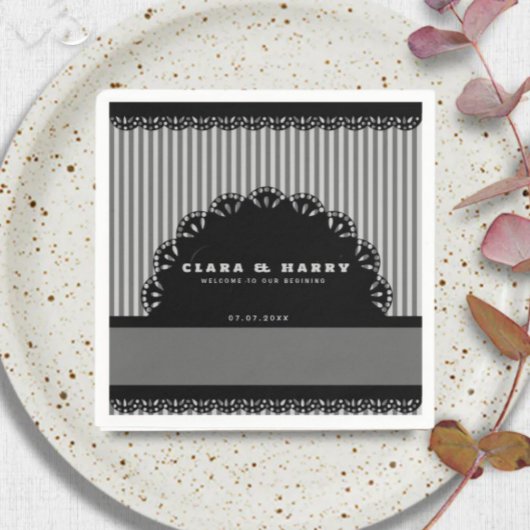 Romantic gold calligraphy vintage floral wedding serviette