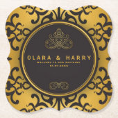 Romantic gold calligraphy vintage floral wedding  untersetzer (Vorderseite)