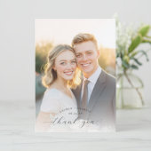 Romantic Gold Contemporary Photo Dankeskarte (Stehend Vorderseite)