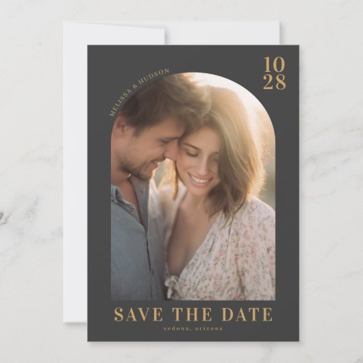 Romantic Gold Elegant Photo Save The Date (Vorderseite)