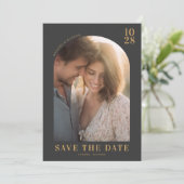 Romantic Gold Elegant Photo Save The Date (Stehend Vorderseite)