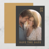 Romantic Gold Elegant Photo Save The Date (Vorne/Hinten)