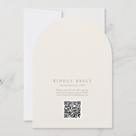 Romantic Gold Ivory Monogram QR Code Arch Wedding Einladung (Rückseite)