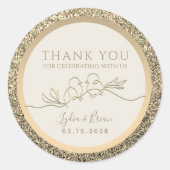 Romantic Gold Wedding Danke für Ihre Unterstützung Runder Aufkleber (Vorderseite)