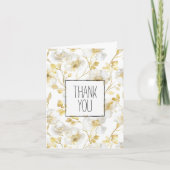 Romantic Gold White Floral Vielen Dank Karte (Vorderseite)