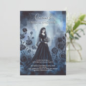 Romantic Gothic Bride Misty Floral Bridal Shower Einladung (Stehend Vorderseite)