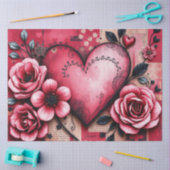 Romantic Gothic Hearts and flowers Tissue Paper Seidenpapier (Basteln)