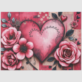 Romantic Gothic Hearts and flowers Tissue Paper Seidenpapier