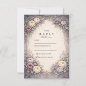Romantic Gothic Pastel Floral Wedding RSVP Karte (Vorderseite)