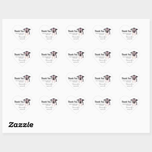 Romantic Graduation Sticker- Black Cap Herz-Aufkleber (Blatt)