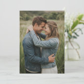 Romantic Green Denim Photo Einladung (Stehend Vorderseite)