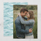 Romantic Green Denim Photo Einladung (Vorne/Hinten)