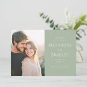 Romantic Green Minimalist Photo Save The Date (Stehend Vorderseite)