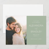 Romantic Green Minimalist Photo Save The Date (Vorne/Hinten)
