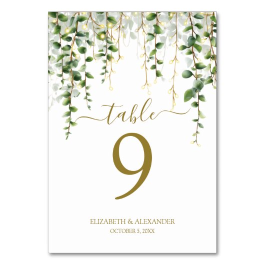Romantic Greenery Garland Tischnummer (Vorderseite)
