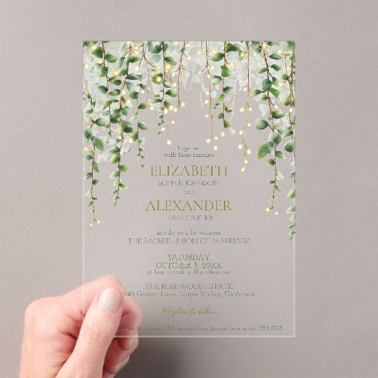 Romantic Greenery Garland Wedding Invitation Acryleinladungen (Insitu (Handheld))