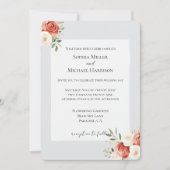 Romantic Grey Red Cream Roses Wedding Einladung (Vorderseite)