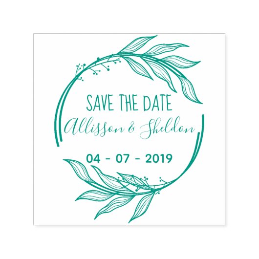 Romantic Hand Draw Leaves Save The Date Permastempel (Design)