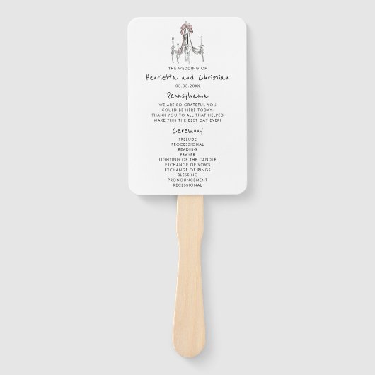 Romantic Hand Drawn Chandelier Wedding Program  Fächer (Vorderseite)