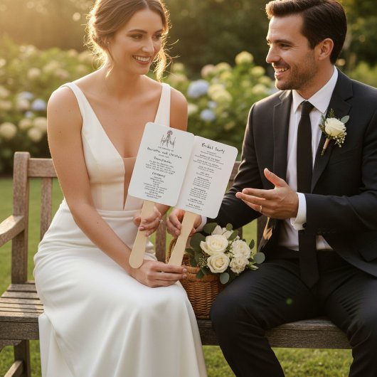 Romantic Hand Drawn Chandelier Wedding Program  Fächer