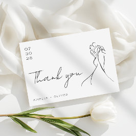 Romantic Hand Drawn Lovely Modern Wedding Dankeskarte