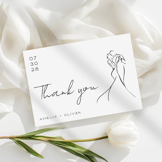 Romantic Hand Drawn Lovely Modern Wedding Dankeskarte
