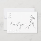 Romantic Hand Drawn Lovely Modern Wedding Dankeskarte (Vorderseite)