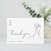 Romantic Hand Drawn Lovely Modern Wedding Dankeskarte (Stehend Vorderseite)