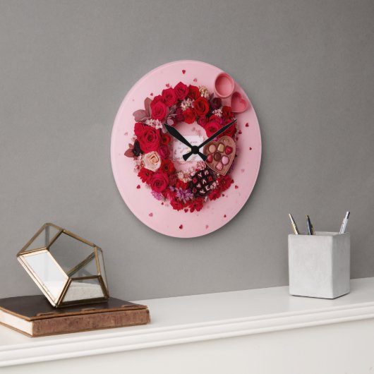 Romantic Heart Always Yours Valentines Decorative Große Wanduhr (Büro)