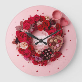 Romantic Heart Always Yours Valentines Decorative Große Wanduhr
