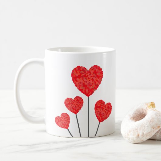 Romantic Heart Balloons Mug Kaffeetasse (Mit Donut)