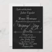 Romantic Heart & Calligraphy on Black - Wedding Einladung (Rückseite)