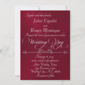Romantic Heart & Calligraphy on Burgundy - Wedding Einladung (Rückseite)