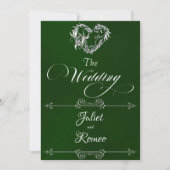Romantic Heart & Calligraphy on Emerald - Wedding Einladung (Vorderseite)