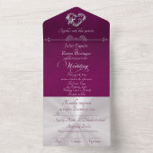 Romantic Heart & Calligraphy - Purple/Silver All In One Einladung (Innen Boden)