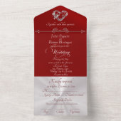 Romantic Heart & Calligraphy - Red/Silver All In One Einladung (Innen Boden)
