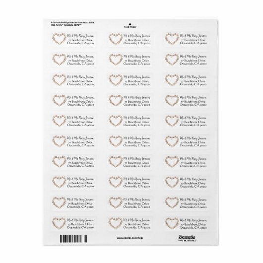 ROMANTIC Heart Classy Wedding Return Address Label (Vorne)