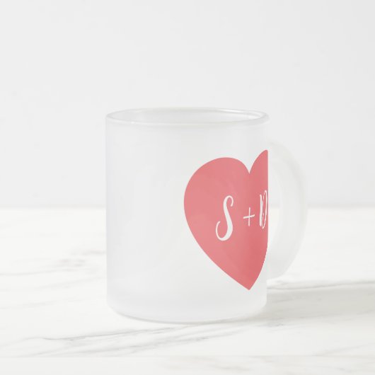 Romantic Heart Customizable White Initials Gift  Mattglastasse (VorderseiteRechts)