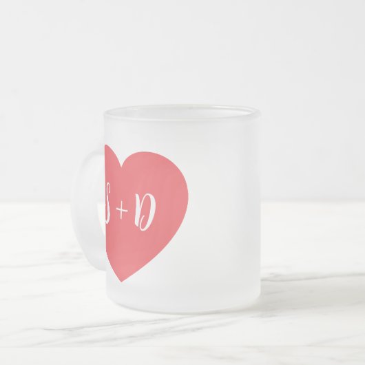 Romantic Heart Customizable White Initials Gift  Mattglastasse (Vorderseite Links)