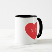 Romantic Heart Customizable White Initials Gift  Tasse (VorderseiteRechts)