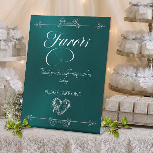 Romantic Heart Favors - Türkis Sockelschild