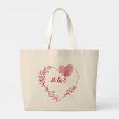Romantic Heart Floral Tote Bag Jumbo Stoffbeutel (Rückseite)