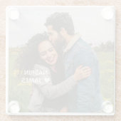 Romantic Heart Frame Custom Couple Photo Glasuntersetzer (Rückseite)