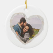 Romantic Heart Frame Custom Couple Photo Keramik Ornament (Hinten)