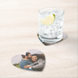 Romantic Heart Frame Custom Couple Photo Untersetzer