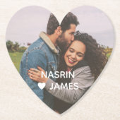 Romantic Heart Frame Custom Couple Photo Untersetzer (Vorderseite)