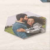 Romantic Heart Frame Custom Couple Photo Untersetzer (angewinkelt)