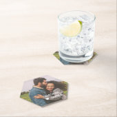 Romantic Heart Frame Custom Couple Photo Untersetzer (Vor Ort)